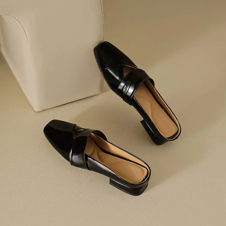 Ladies Square Toe Flat Mule Shoes