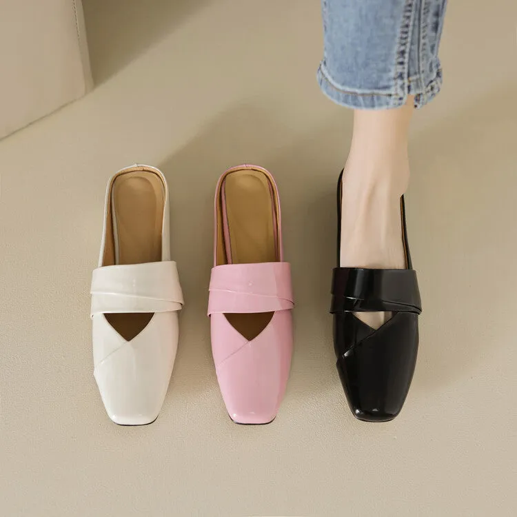 Ladies Square Toe Flat Mule Shoes