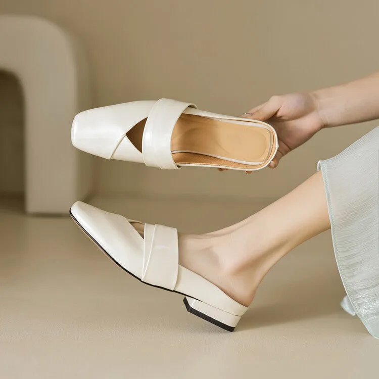 Ladies Square Toe Flat Mule Shoes