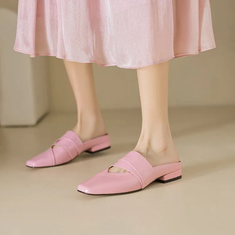 Ladies Square Toe Flat Mule Shoes