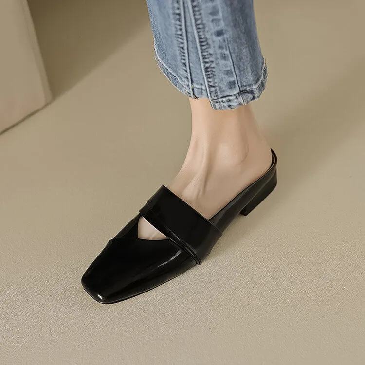Ladies Square Toe Flat Mule Shoes