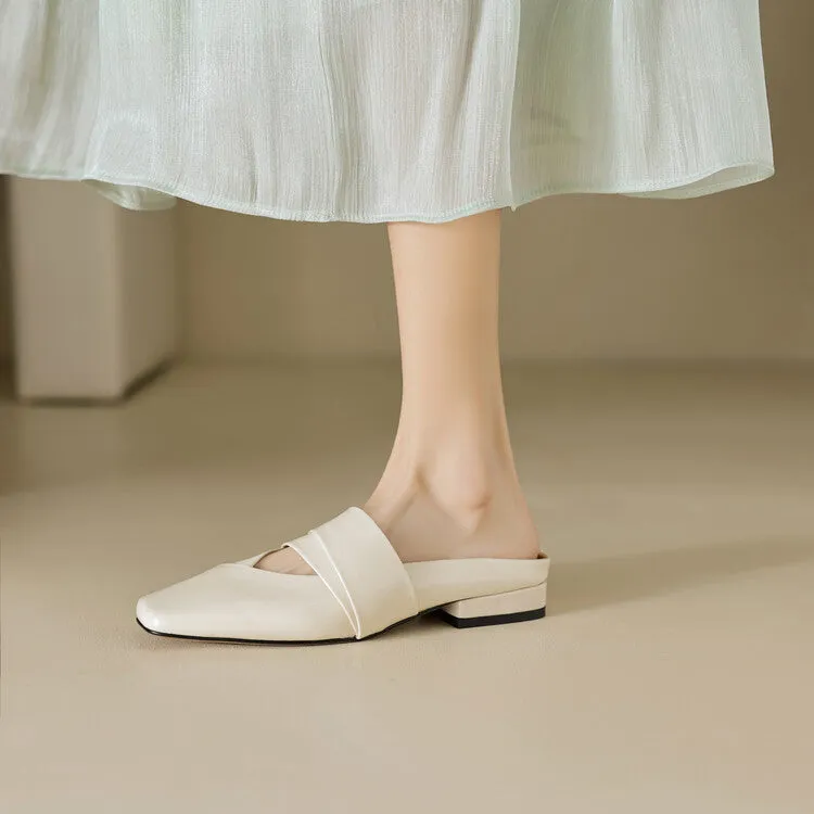 Ladies Square Toe Flat Mule Shoes