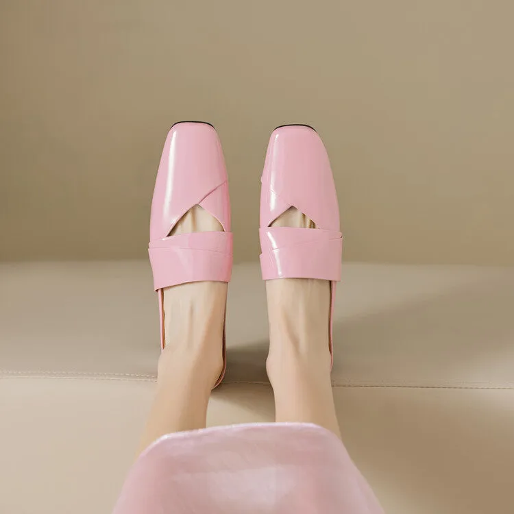 Ladies Square Toe Flat Mule Shoes