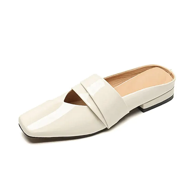 Ladies Square Toe Flat Mule Shoes