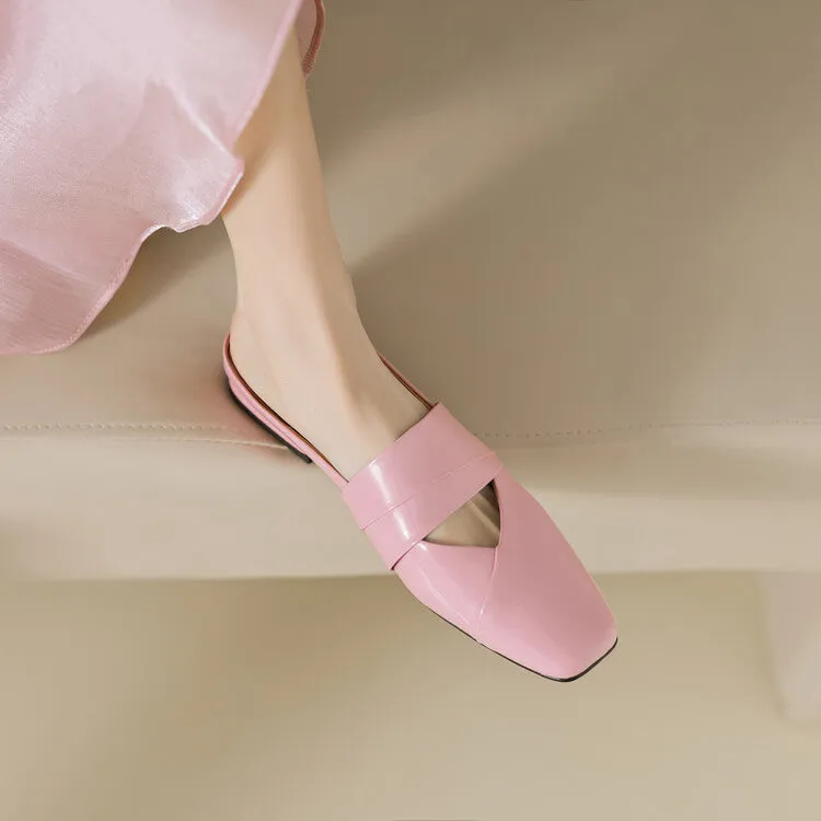 Ladies Square Toe Flat Mule Shoes