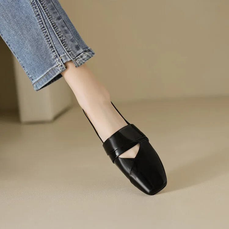 Ladies Square Toe Flat Mule Shoes