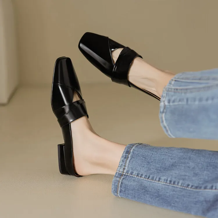 Ladies Square Toe Flat Mule Shoes