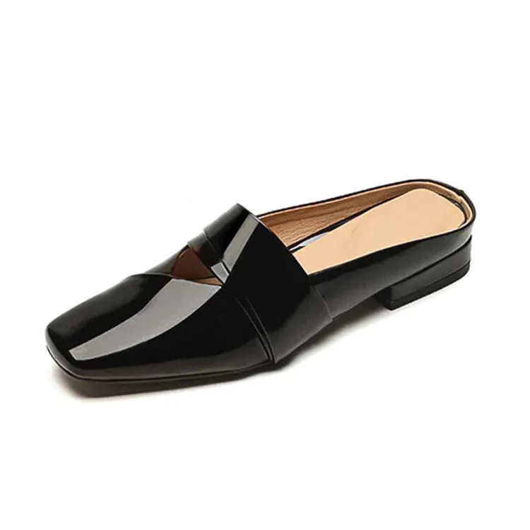 Ladies Square Toe Flat Mule Shoes