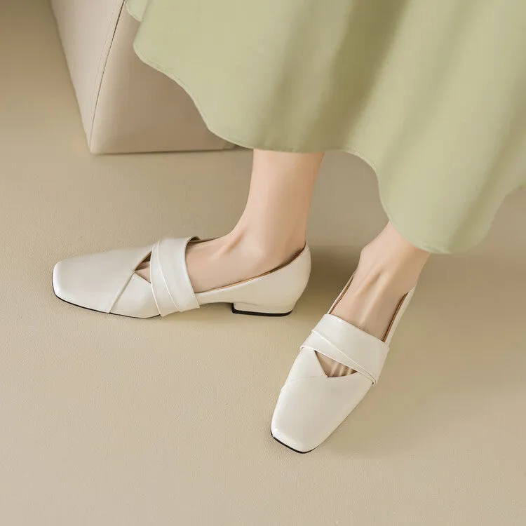 Ladies Square Toe Flat Shoes