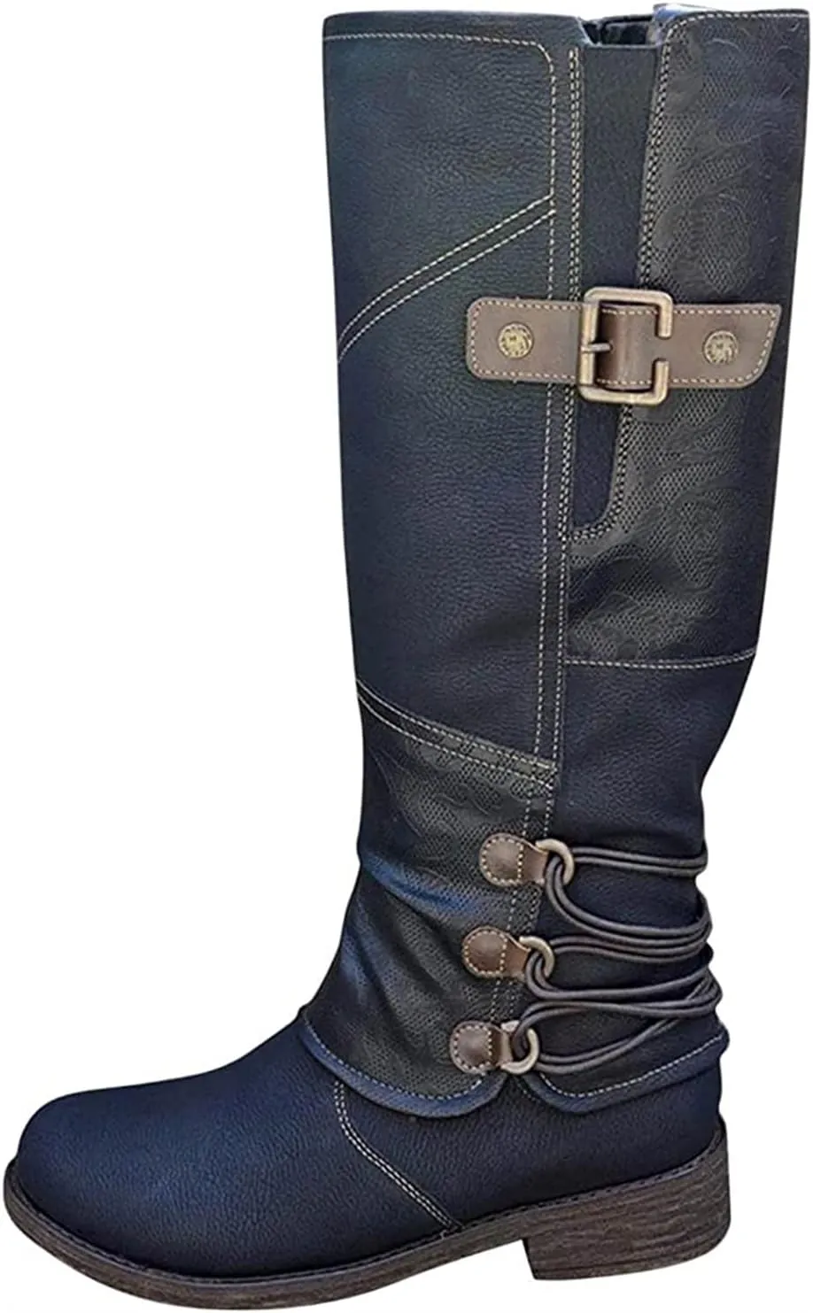 Lausiuoe Cowboy Boots For Women Wide Calf Wide Foot Knee High Western Cowgirl Style Embroidered Chunky Heel Fashion Boot