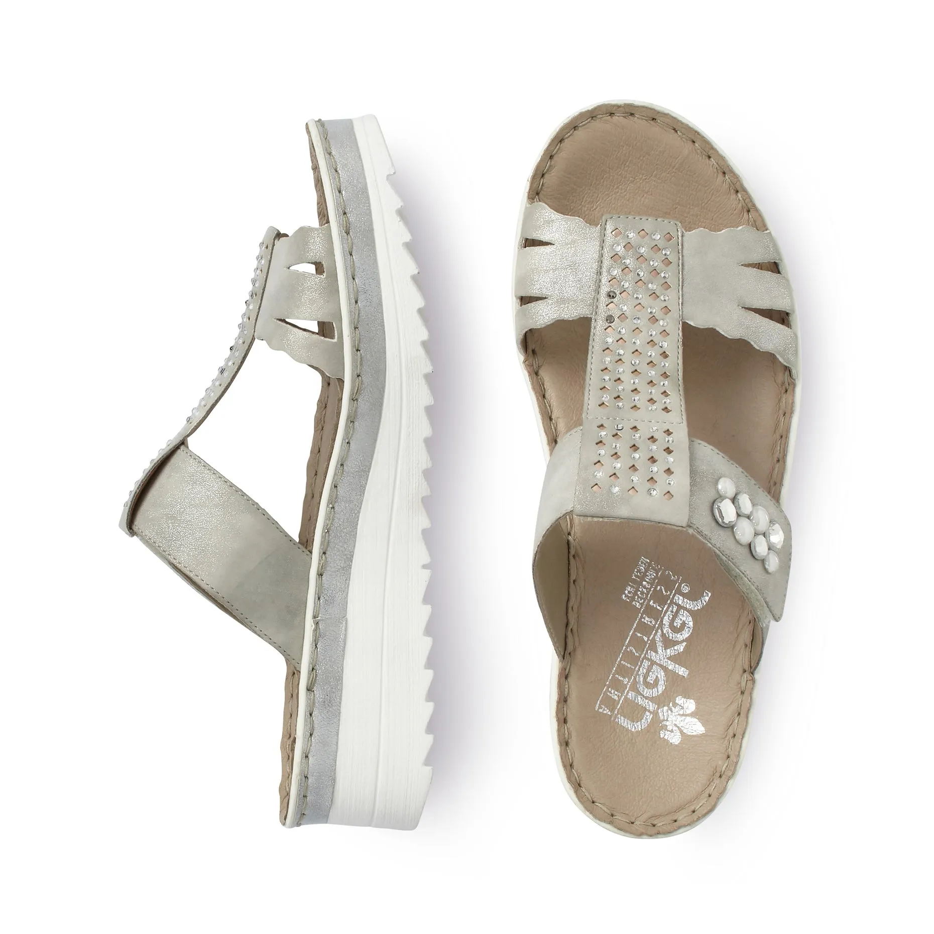 LDS WEDGE MULE - SILVER