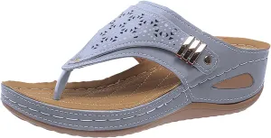 Leather Sandals Women 2025 Summer Comfortable Slip on Orthopedic Sandals Arch Support Wedge Sandal Beach Flip Flops