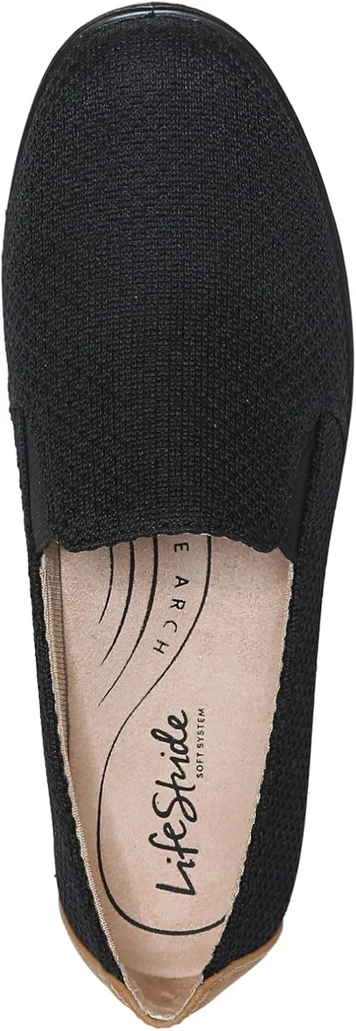 LifeStride Womens Next Level Slip-On Sneaker, Black/Tan, 9.5 US