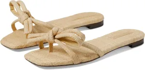 Loeffler Randall Women's Hadley Leather Bow Flat Sandals