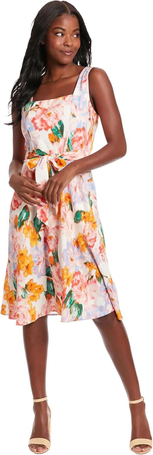 London Times Floral Summer Cute Knee Length, Wedding Guest Dresses for Women