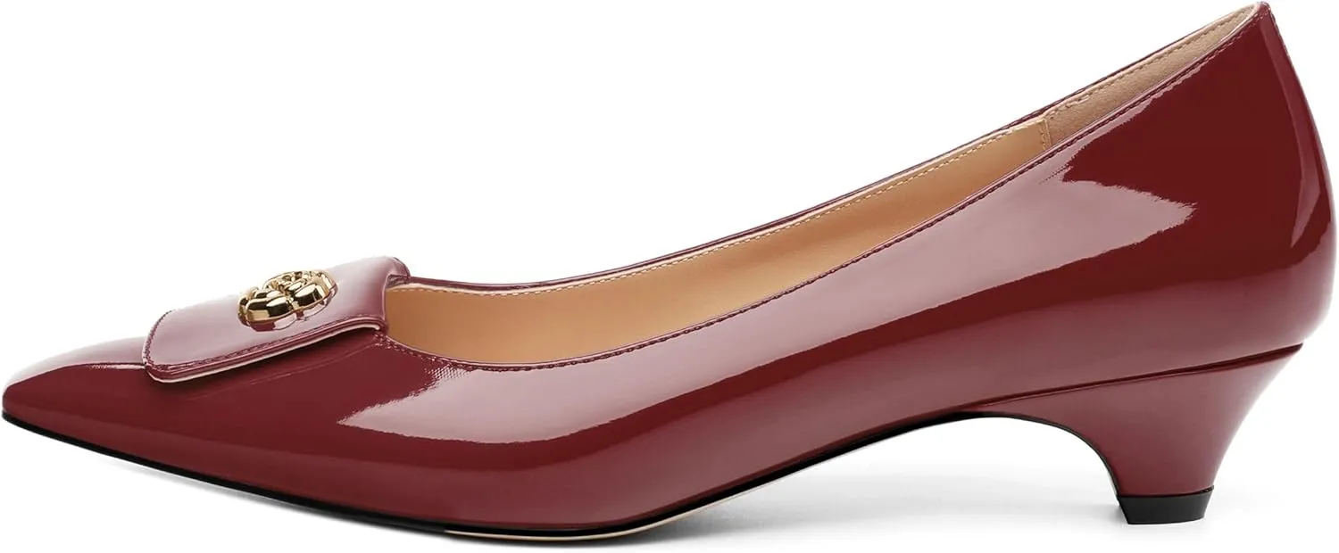 Low Heel Kitten Heel Shoes for Women. The Small Square Shaped Toe Cap is Classic and Fashionable, and They are Suitable for Various Occasions. 1.4 inches