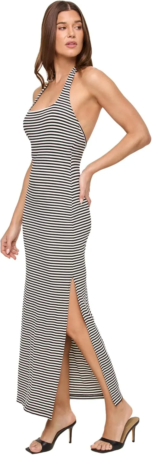 L*Space London Dress for Women, Fitted Ribbed Dress, Halter Top & Open Back, Chic Dress for Vacation & Special Occasions