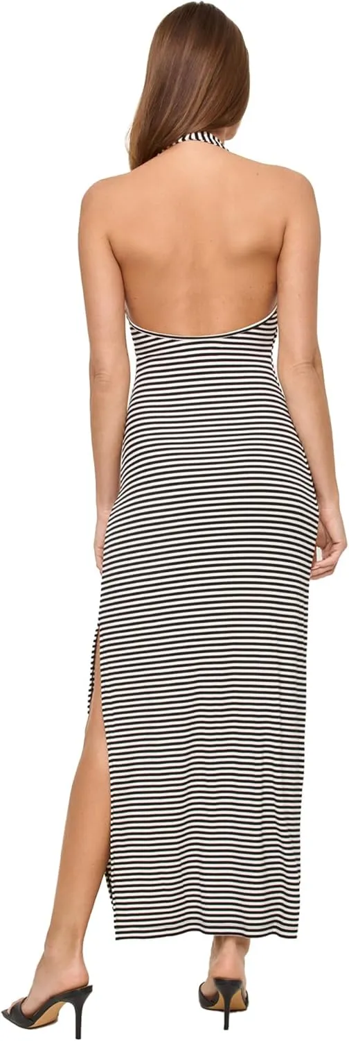 L*Space London Dress for Women, Fitted Ribbed Dress, Halter Top & Open Back, Chic Dress for Vacation & Special Occasions