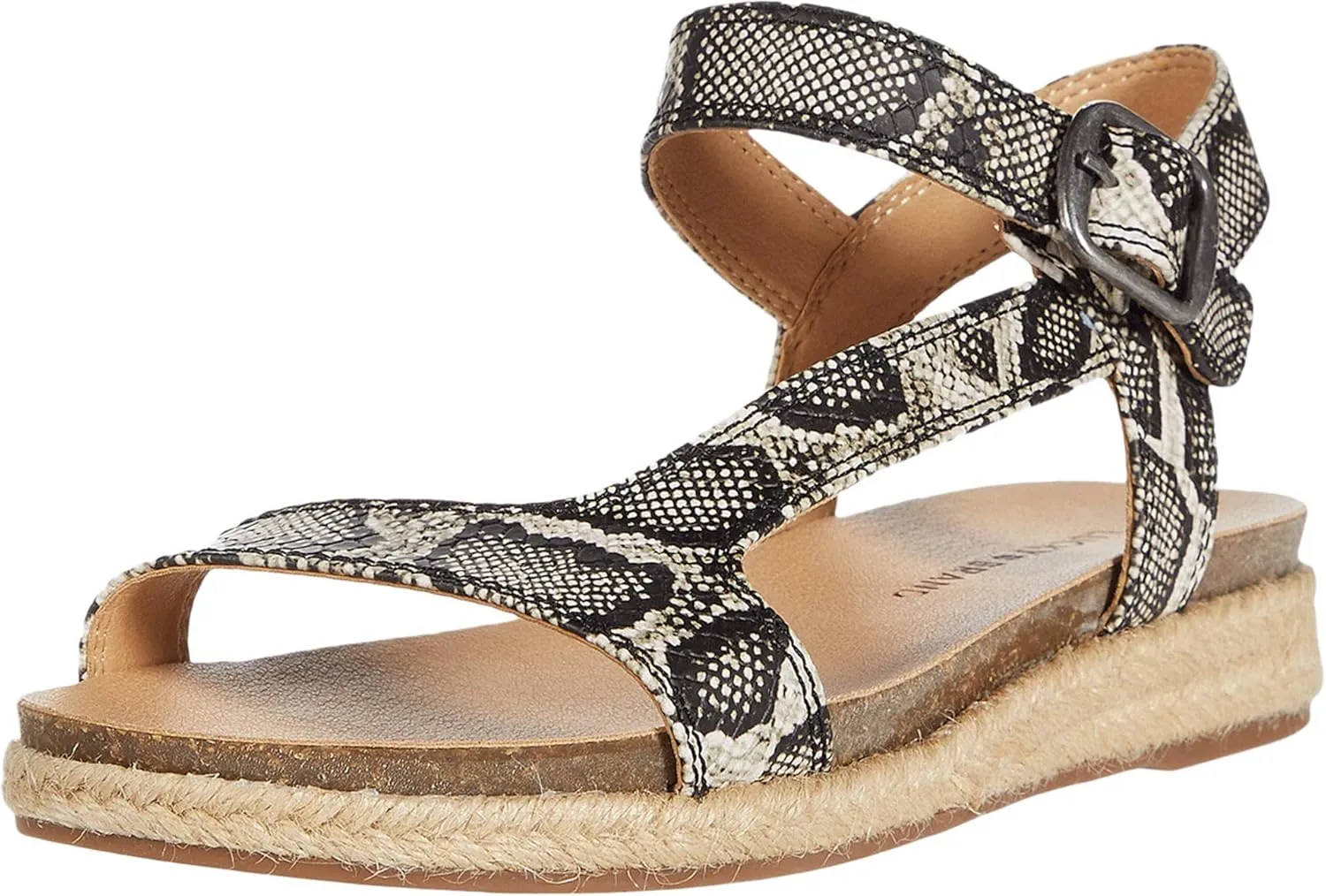 Lucky Brand Womens Gabrien Leather Wedge Sandals Tan 5.5 Medium (B,M)