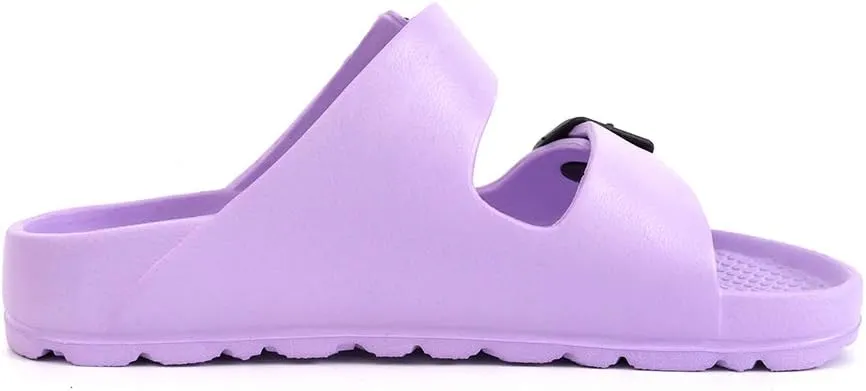 Luffymomo Adjustable Slip on Eva Double Buckle Slides Comfort Footbed Thong Sandals for Womens
