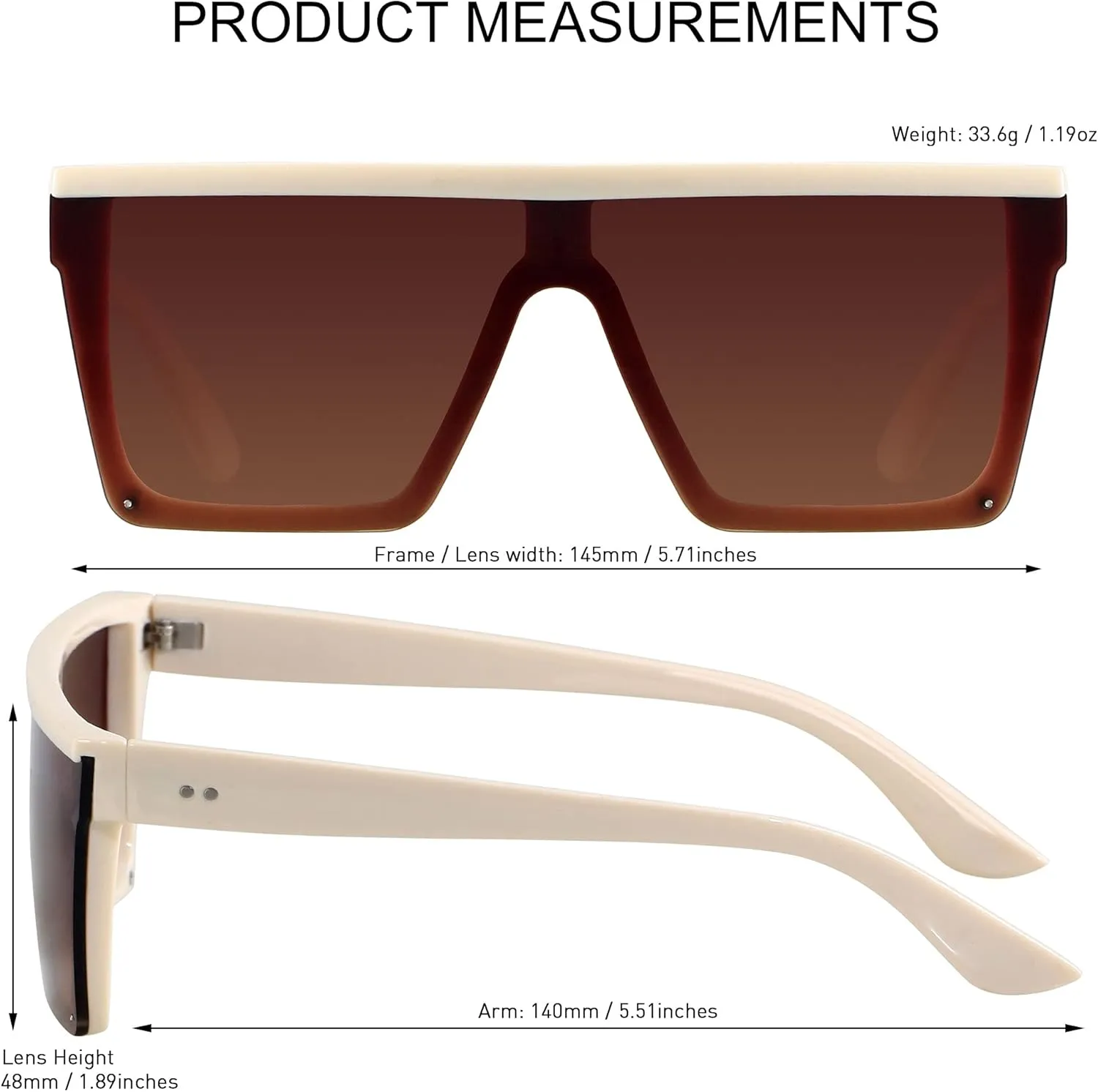 LYZOIT Square Oversized Sunglasses for Women Men Big Flat Top Fashion Shield Large UV Protection Rimless Shades