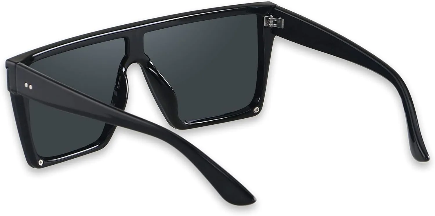 LYZOIT Square Oversized Sunglasses for Women Men Big Flat Top Fashion Shield Large UV Protection Rimless Shades