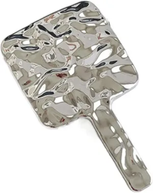 Makeup Mirror Simple Handle Mirror Female Silver Square Portable Makeup Mirror Handheld Makeup Mirror Small Mirror Silver Square Makeup Mirror Simple and Portable Vanity Mirror(Small)