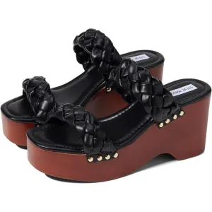 Maren Black Braided Wedges