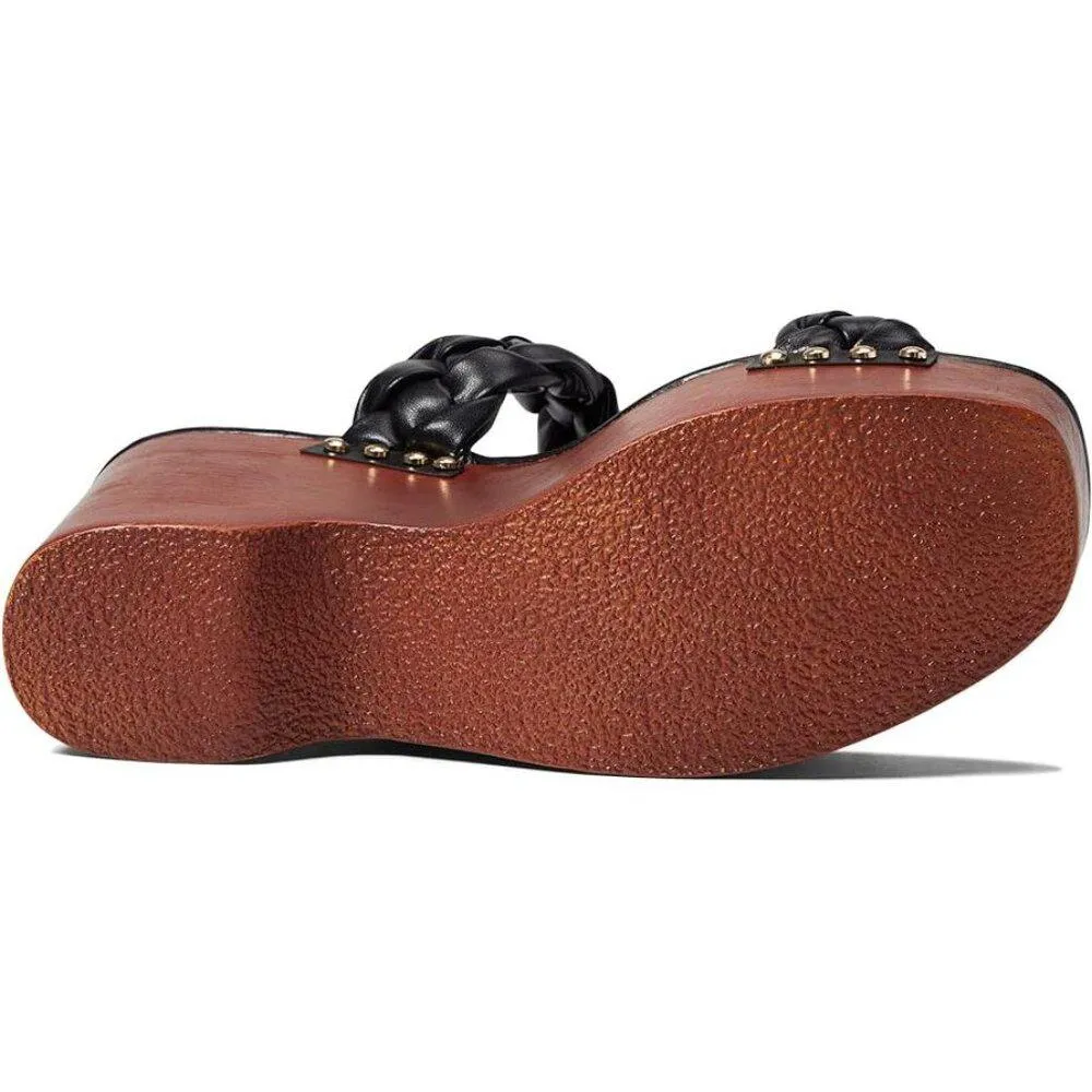 Maren Black Braided Wedges