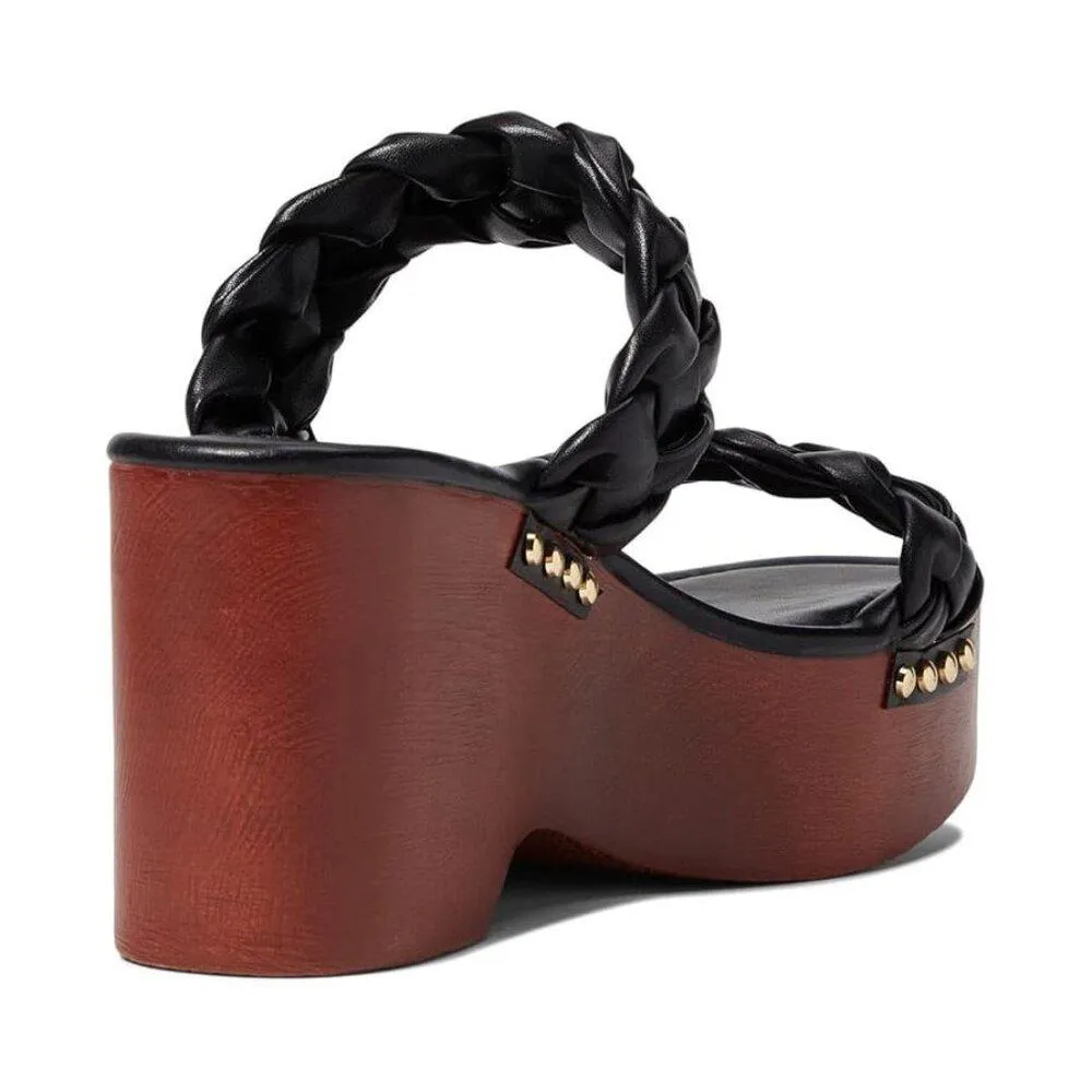 Maren Black Braided Wedges
