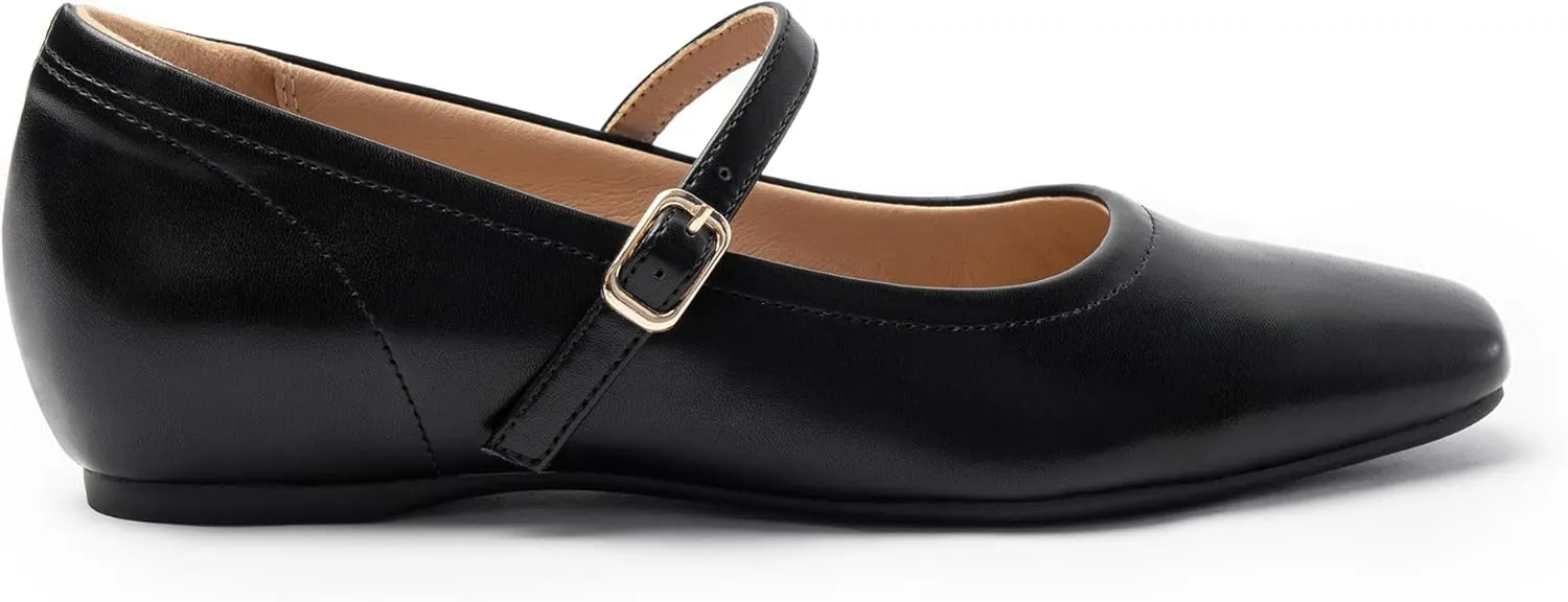 Mary Jane Flat Shoes with Arch Support and Hidden Wedge Heel, Women Ballet Flats, Mary Jane Flats, Comfortable Dress Shoes