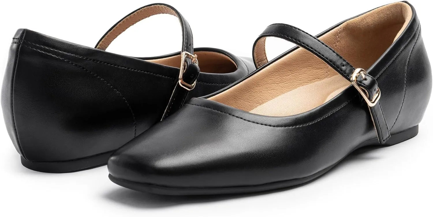 Mary Jane Flat Shoes with Arch Support and Hidden Wedge Heel, Women Ballet Flats, Mary Jane Flats, Comfortable Dress Shoes