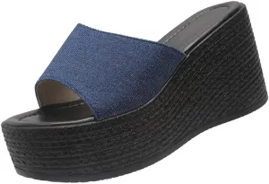 MEBAMY Slip On Wedge Platform Sandals For Women Clear Strap Slide Heeled Sandals Beach Summer Sandals