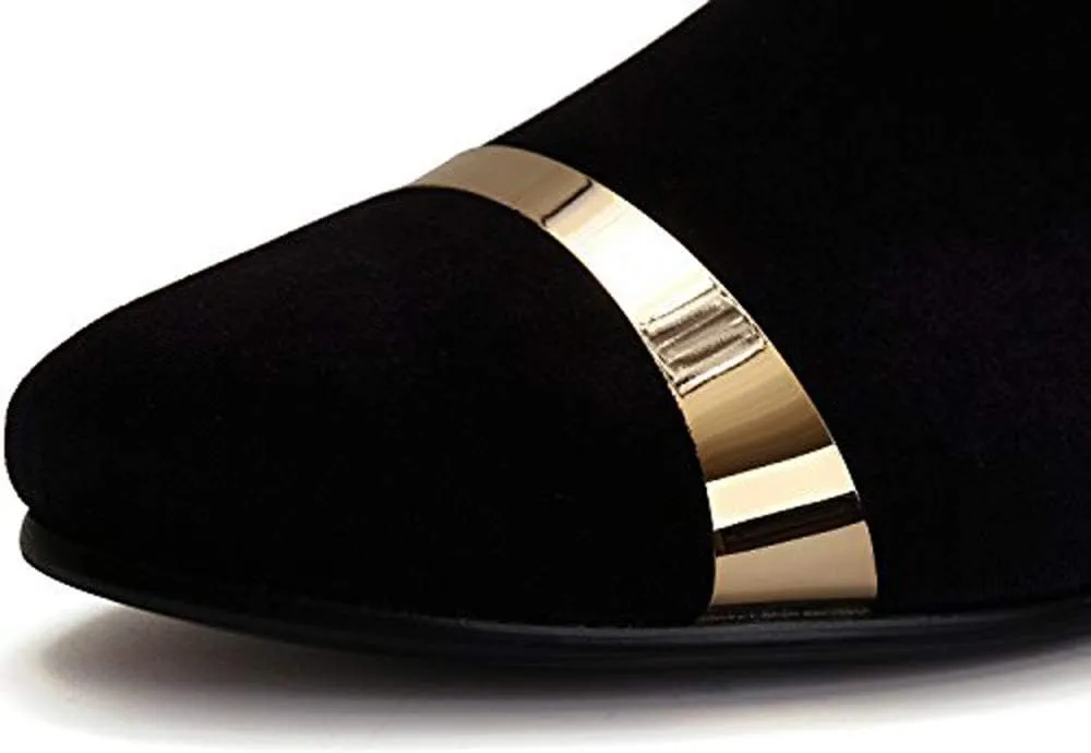 Mens Dress Shoes for Wedding Slip On Formal Velvet Loafers