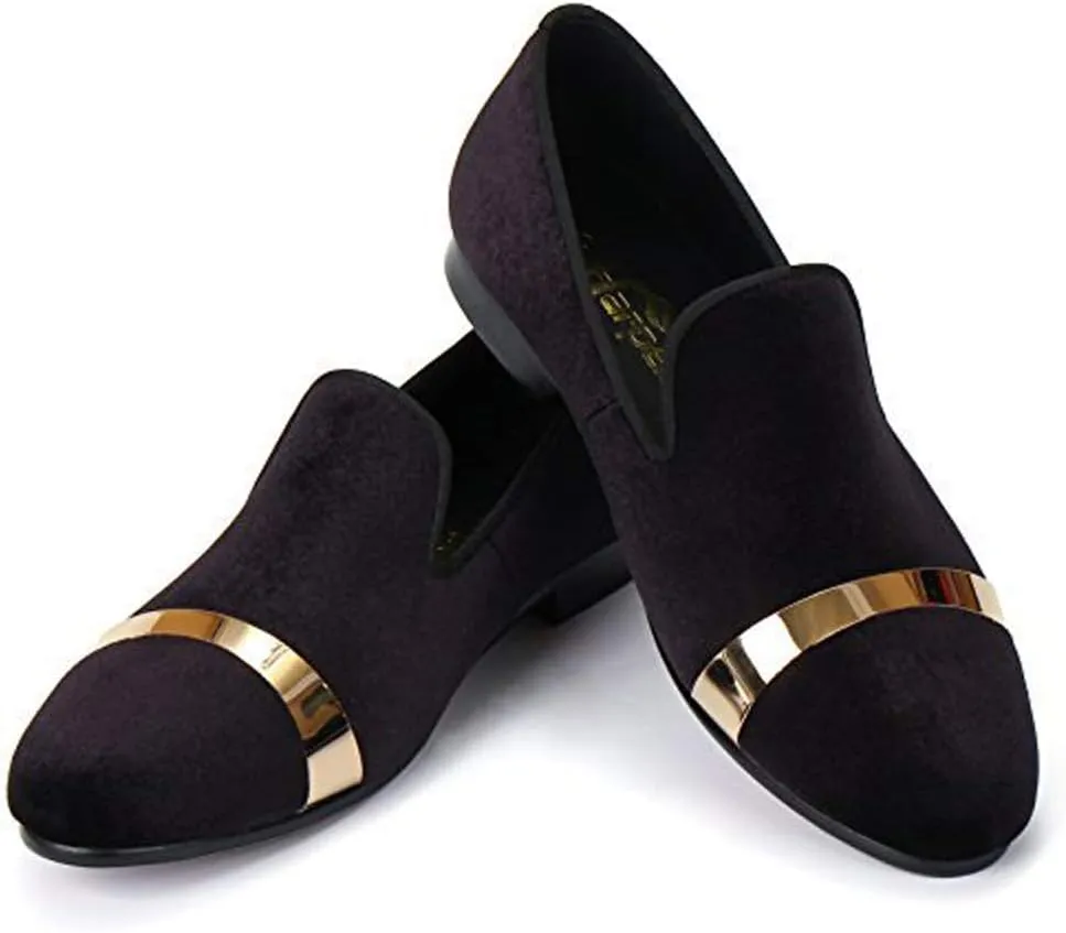 Mens Dress Shoes for Wedding Slip On Formal Velvet Loafers