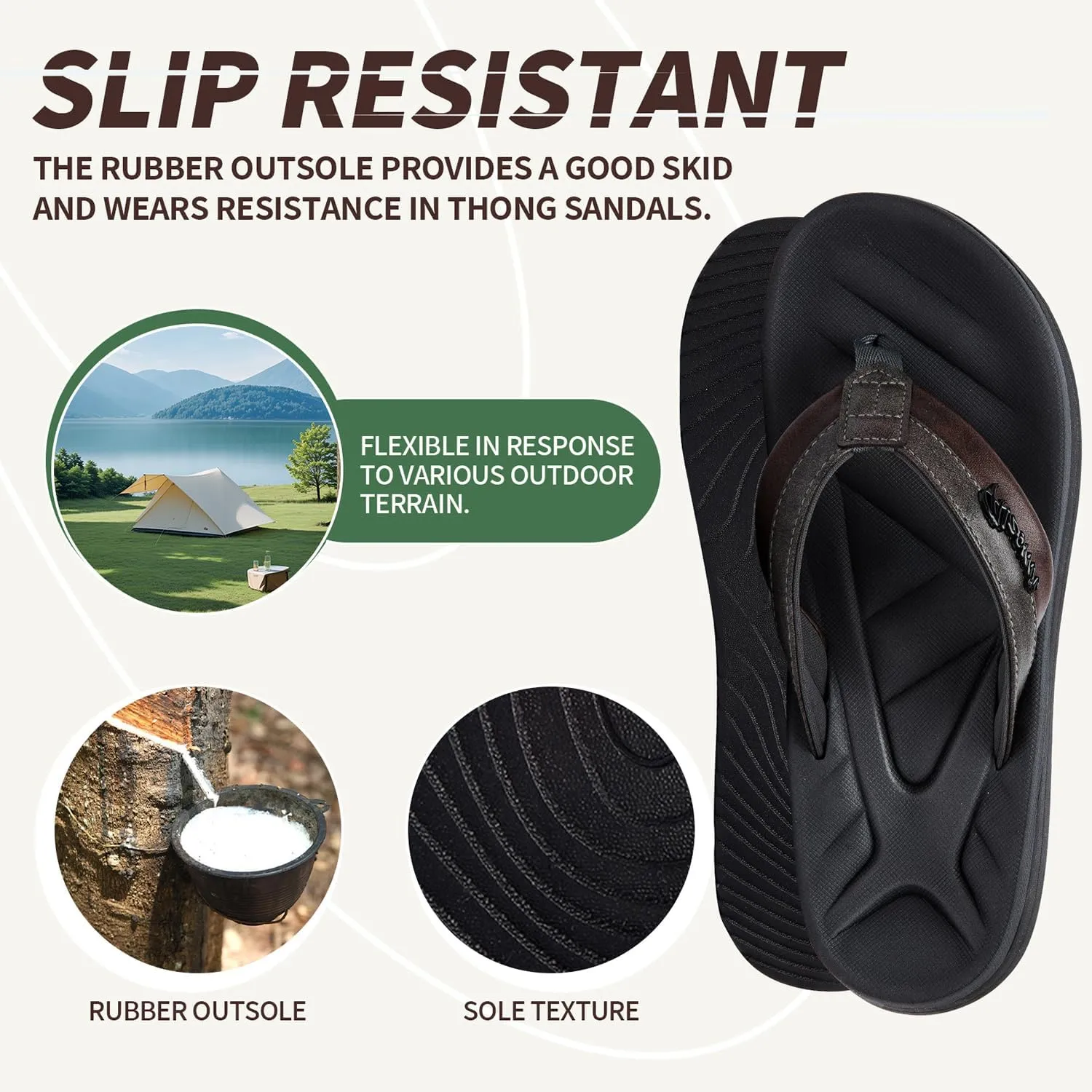 Men's Flip Flops Sandal Casual Comfortable Outdoor Thong Sandals for Men Summer Beach Slides Lightweight Non-Slip Shoes with Soft Cushion Arch Support