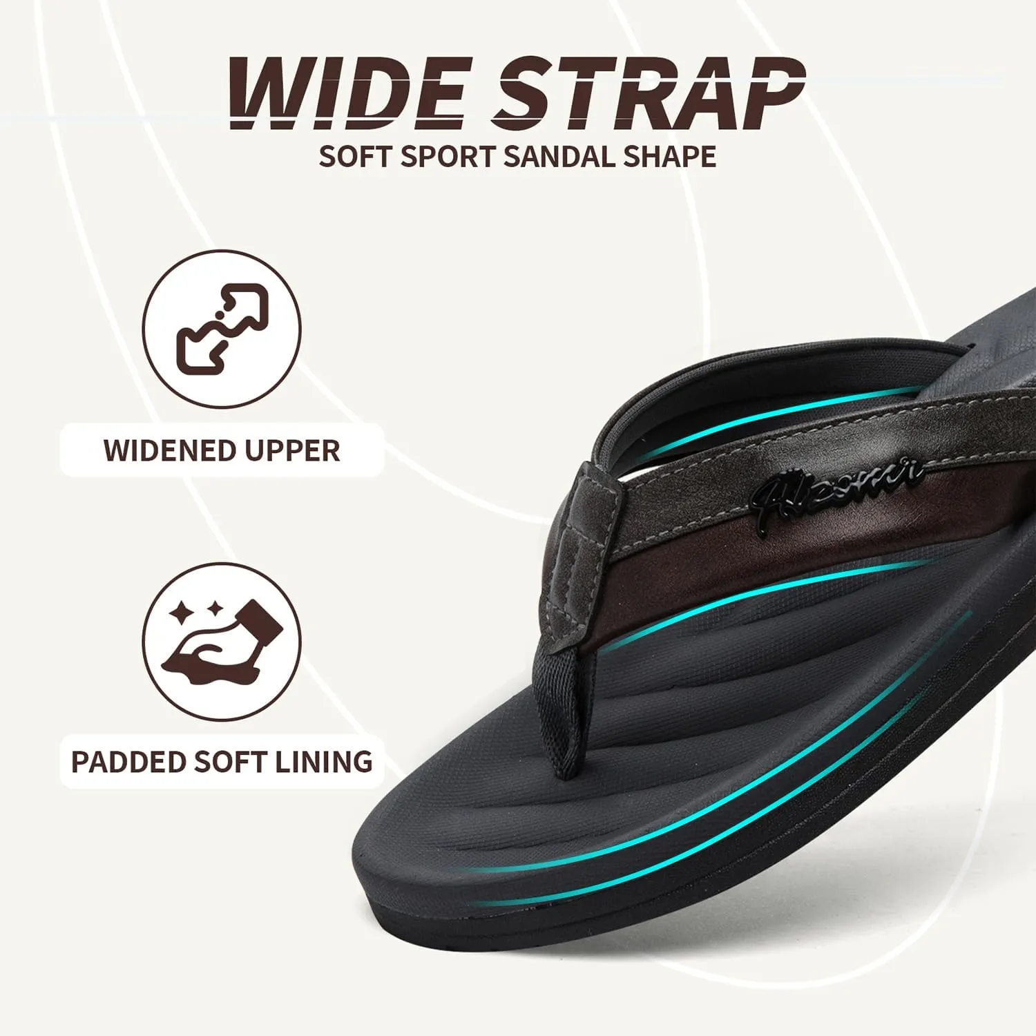 Men's Flip Flops Sandal Casual Comfortable Outdoor Thong Sandals for Men Summer Beach Slides Lightweight Non-Slip Shoes with Soft Cushion Arch Support