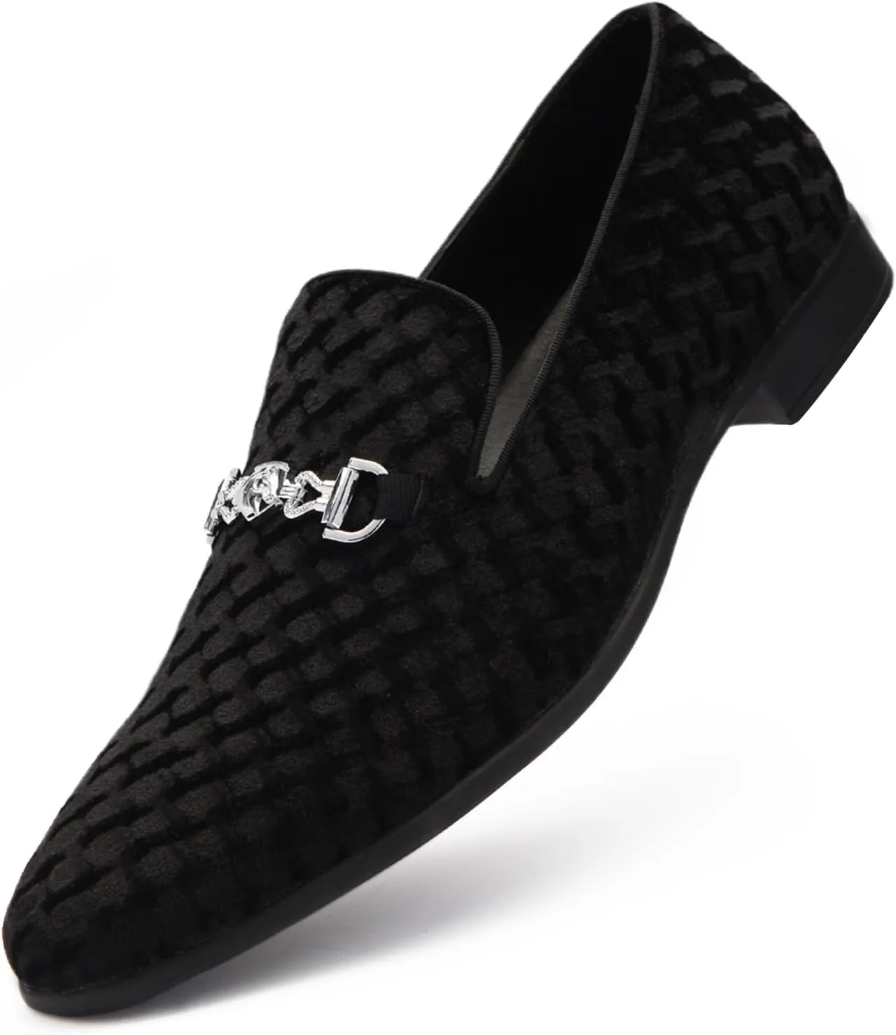 Men's Penny Slip-on Loafer Diamond-Patterned Velvet Dress Shoes Luxury Suede Smoking Slipper Party Prom Wedding Shoes
