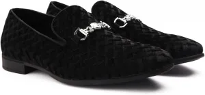 Men's Penny Slip-on Loafer Diamond-Patterned Velvet Dress Shoes Luxury Suede Smoking Slipper Party Prom Wedding Shoes