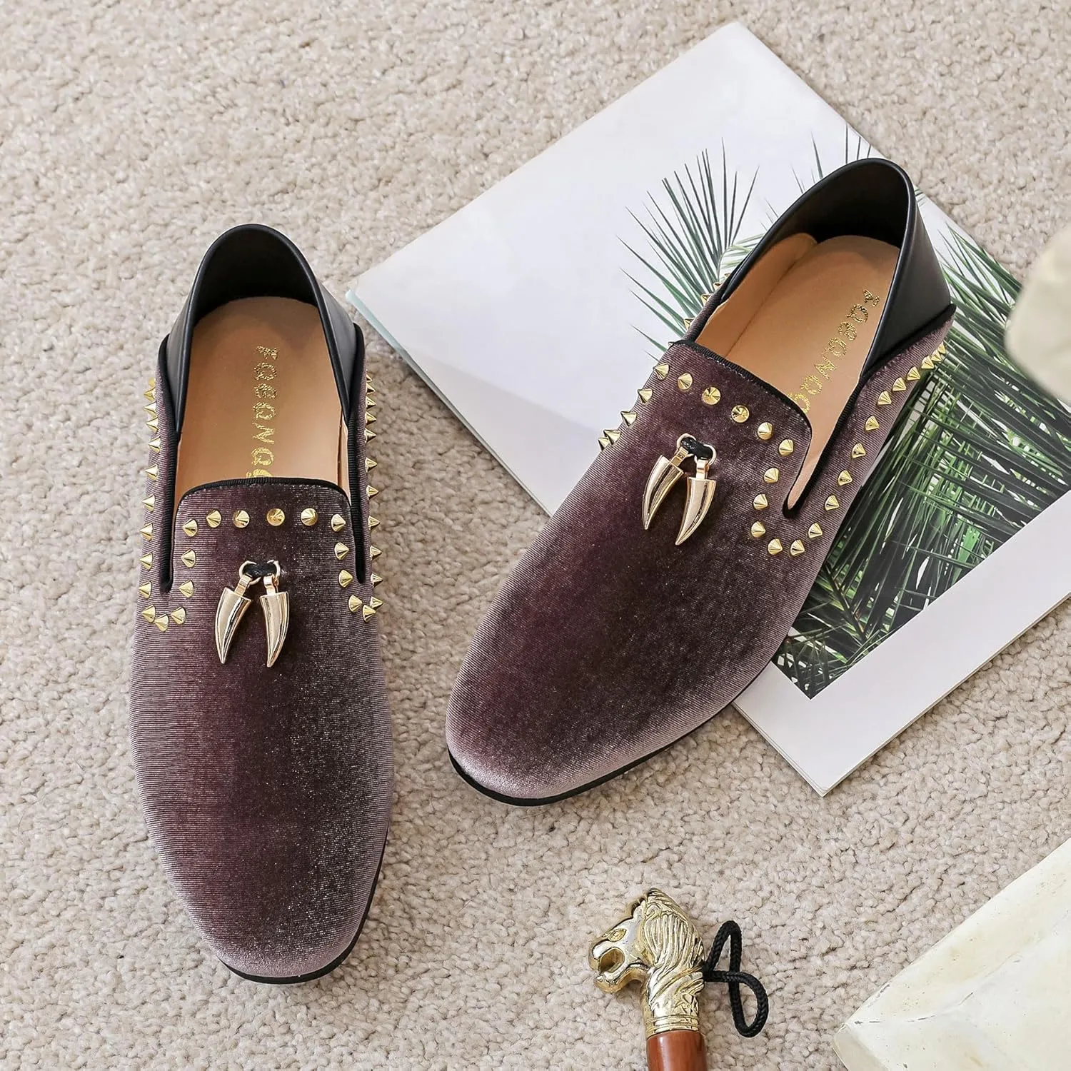 Men's Velvet Loafers Mens Shiny Slip-on Slippers, Classic Formal Wear Fashion Dress Loafer, Penny Party Wedding Dress Shoes for Men