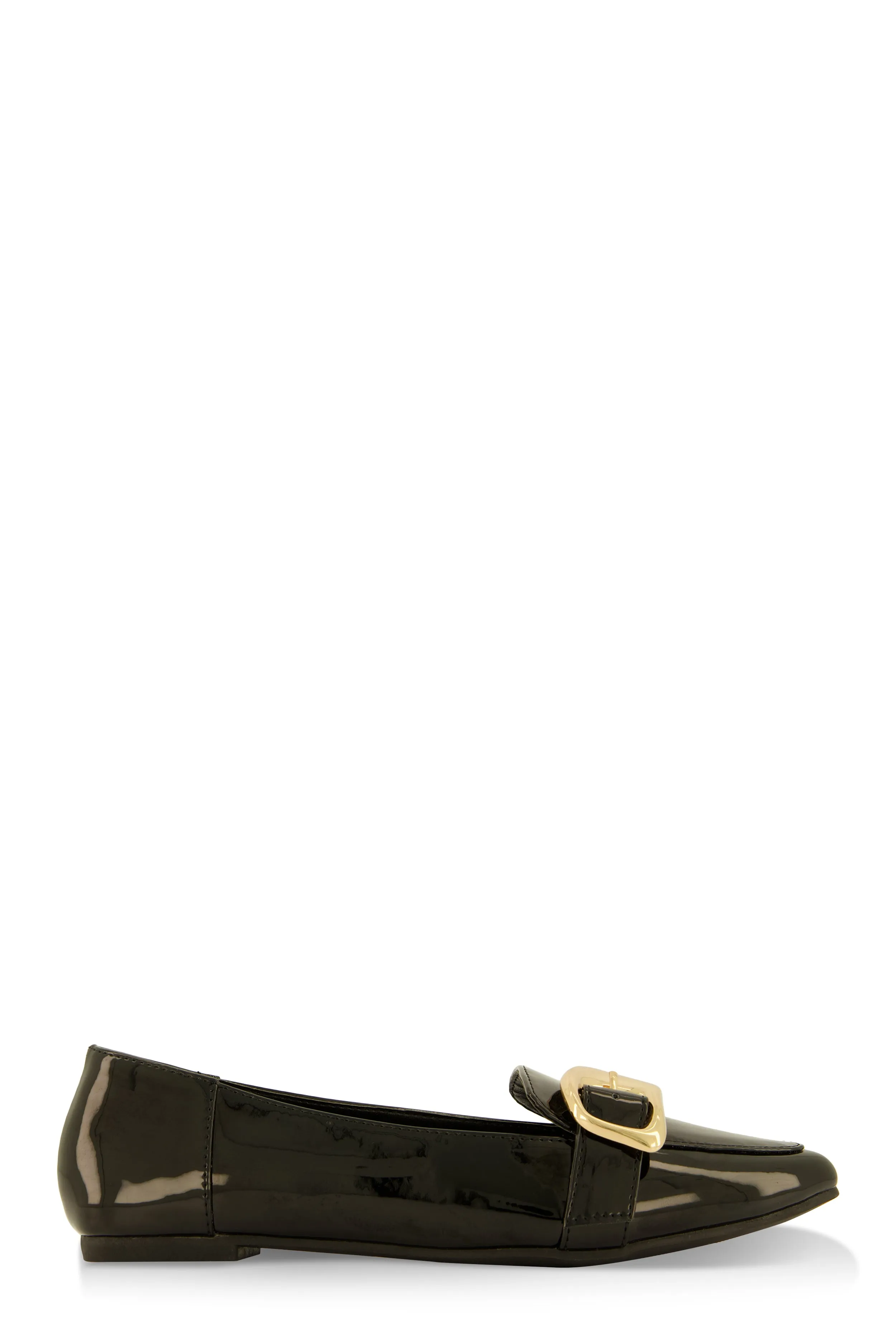 Metallic Buckle Pointed Toe Flats