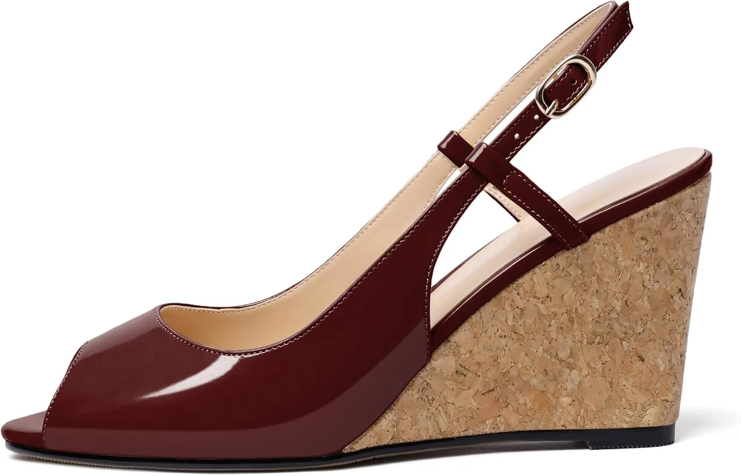 Mettesally Wedge Sandals for Women, Ankle Strap Slingback High Cork Heels Open Peep Toe Women Summer Office Dress Shoes