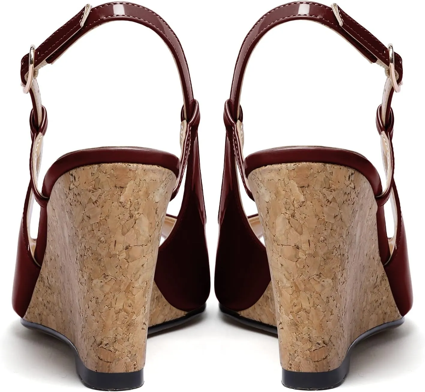 Mettesally Wedge Sandals for Women, Ankle Strap Slingback High Cork Heels Open Peep Toe Women Summer Office Dress Shoes