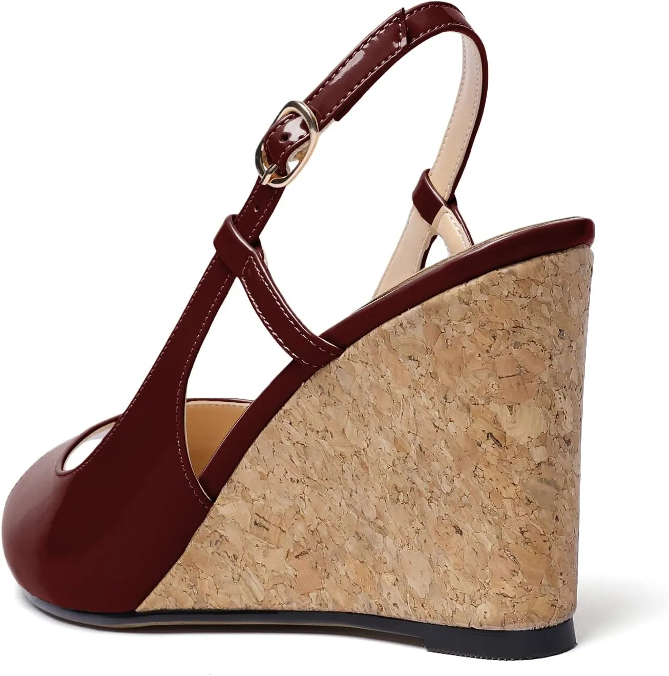 Mettesally Wedge Sandals for Women, Ankle Strap Slingback High Cork Heels Open Peep Toe Women Summer Office Dress Shoes