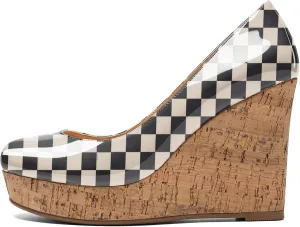 Mettesally Women's Platform Cork Wedges Heeled Sandals Round Closed Toe Slip On Office Elegant Dress Shoes