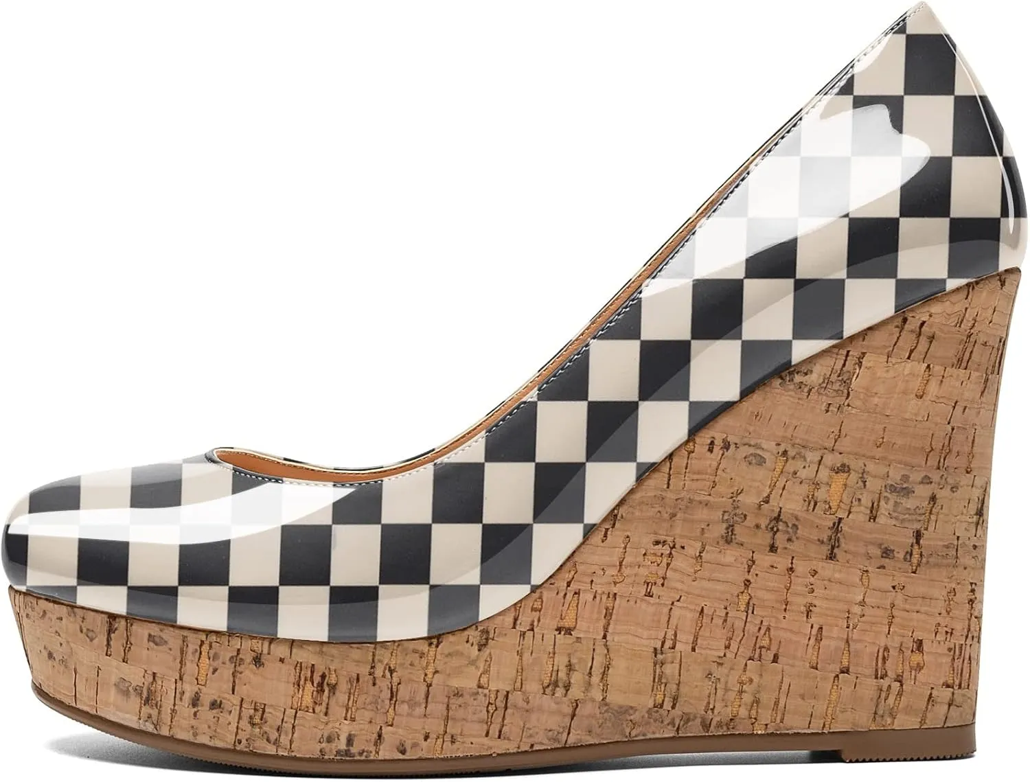 Mettesally Women's Platform Cork Wedges Heeled Sandals Round Closed Toe Slip On Office Elegant Dress Shoes