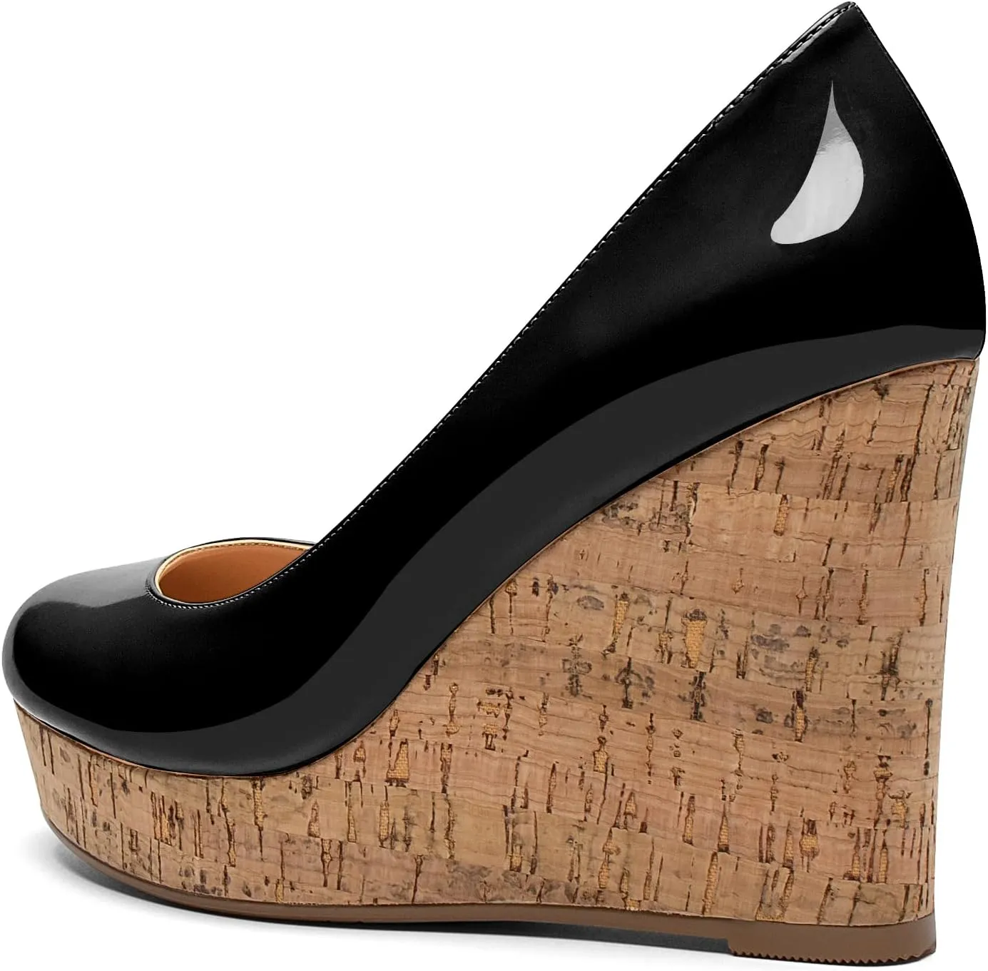 Mettesally Women's Platform Cork Wedges Heeled Sandals Round Closed Toe Slip On Office Elegant Dress Shoes
