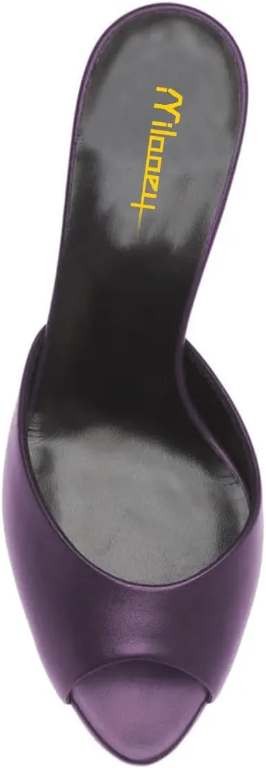 Milooey shoes Women's Kitten Low Heels Peep Toe Heeled Slide Sandals Elegant Slip On Mules Backless Slipper Dress Party Summer Office Shoes Size 4-16 US