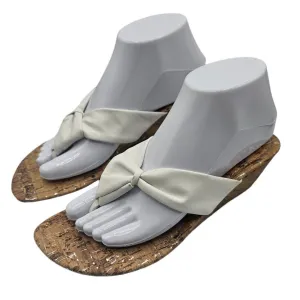 Montego Bay Club Womens Sz 8 Cork Wedge Sandals White Leather Strap