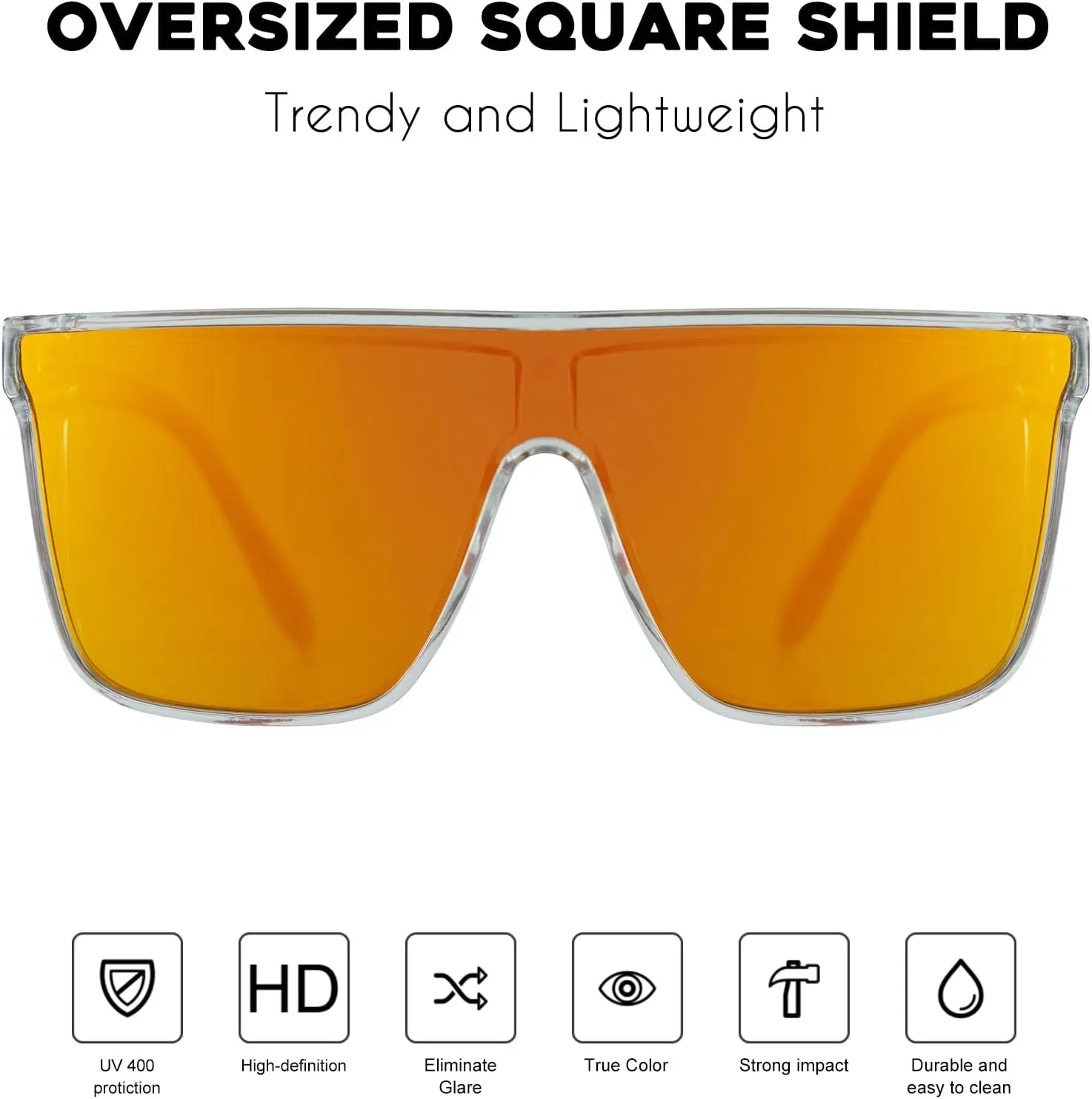 mosanana Polarized Oversized Square Sunglasses for Women Men, Trendy Flat Top Fashion Shield Shades MS52363